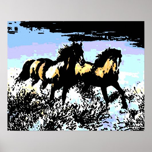 Pop-Art Galoppierende Pferde Druckplakat Poster (Vorne)