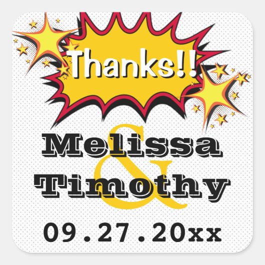 Pop Art Gastgeschenk Hochzeit Sticker (Vorderseite)