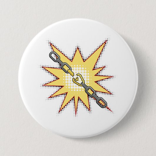Pop Art gebrochen Kettenexplosion kühne Comic Stil Button (Vorderseite)