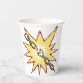 Pop Art gebrochen Kettenexplosion kühne Comic Stil Pappbecher (Vorderseite)