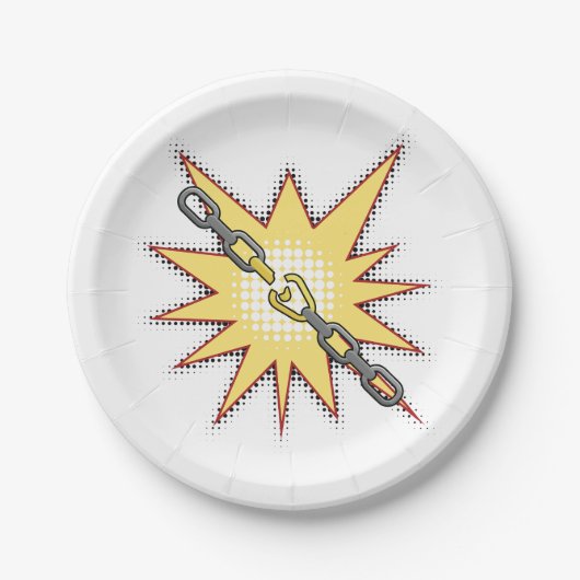 Pop Art gebrochen Kettenexplosion kühne Comic Stil Pappteller (Vorderseite)