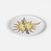 Pop Art gebrochen Kettenexplosion kühne Comic Stil Pappteller (Schrägansicht)