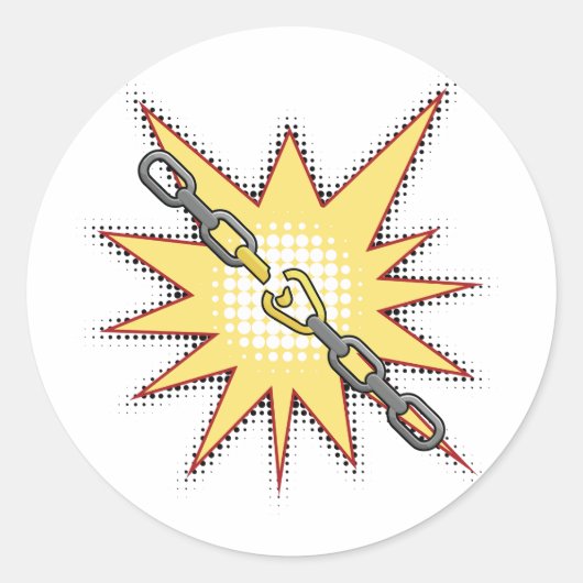 Pop Art gebrochen Kettenexplosion kühne Comic Stil Runder Aufkleber (Vorderseite)