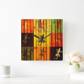 Pop Art Geckos Quadratische Wanduhr (Zuhause)