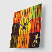 Pop Art Geckos Quadratische Wanduhr (Winkel)