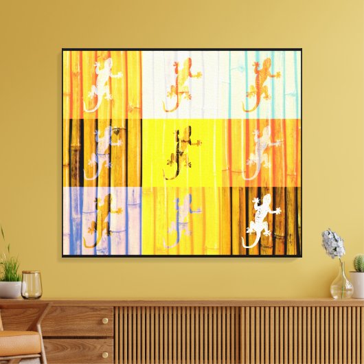 Pop Art Geckos - Wrapped Canvas Leinwanddruck (Insitu (Wohnzimmer))