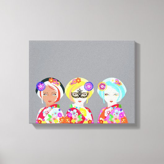 Pop Art Geishas Leinwanddruck (Vorderseite)
