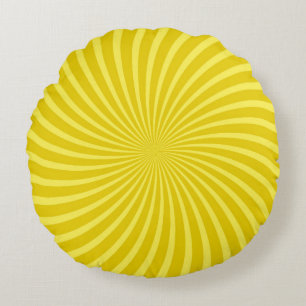 Pop-Art-gelber Hintergrund, retro-komische Strahle Rundes Kissen