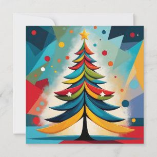 Pop Art Geometric Christmas Feathered Branches Feiertagskarte