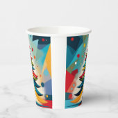 Pop Art Geometric Christmas Feathered Branches Pappbecher (Links)