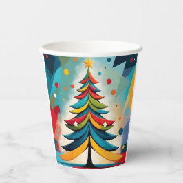 Pop Art Geometric Christmas Feathered Branches Pappbecher
