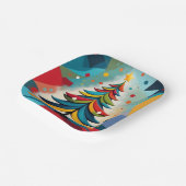 Pop Art Geometric Christmas Feathered Branches Pappteller (Gewinkelt)