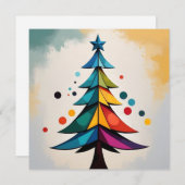 Pop Art Geometric Christmas Trecles Feiertagskarte (Vorne/Hinten)