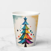 Pop Art Geometric Christmas Trecles Pappbecher (Rückseite)