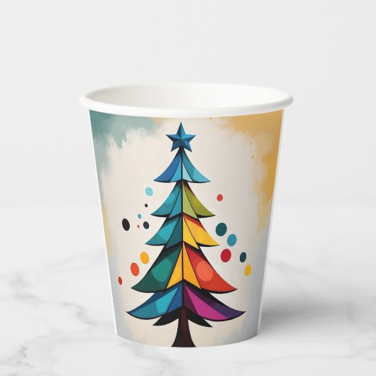 Pop Art Geometric Christmas Trecles Pappbecher (Vorderseite)