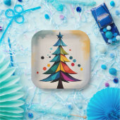 Pop Art Geometric Christmas Trecles Pappteller (Party)