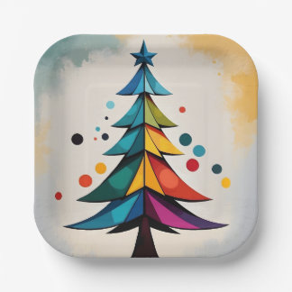 Pop Art Geometric Christmas Trecles Pappteller