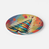 Pop Art Geometric Christmas Tree on Squares Pappteller (Schrägansicht)