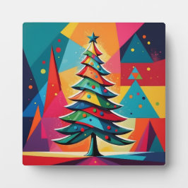 Pop Art Geometric Layered Christmas Tree  Fotoplatte