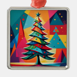 Pop Art Geometric Layered Weihnachtsbaum Ornament Aus Metall