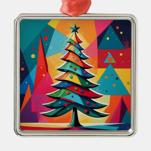 Pop Art Geometric Layered Weihnachtsbaum Ornament Aus Metall (Vorne)