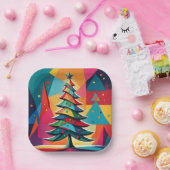Pop Art Geometric Layered Weihnachtsbaum Pappteller (Party)