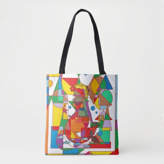 Pop Art Geometric Mermaid Triangle Tote Bag Tasche (Vorderseite)