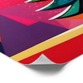 Pop-Art-Geometrischer geschichteter Weihnachtsbaum Poster (Ecke)
