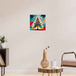 Pop-Art-Geometrischer Weihnachten mit gefiederten  Poster