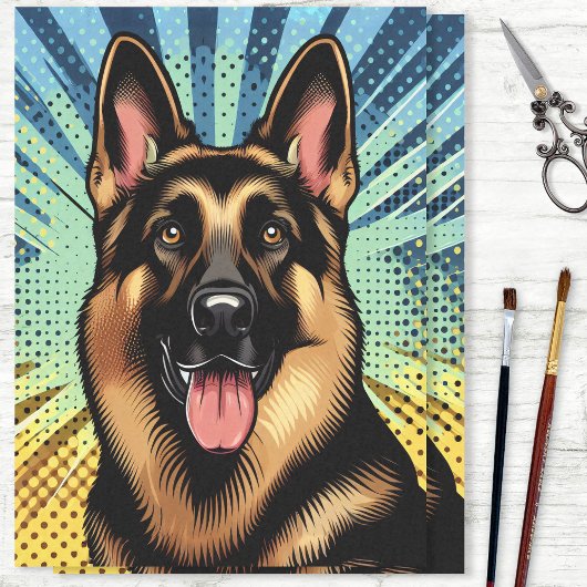 Pop Art German Shepherd Dog Comic Decoupage Seidenpapier