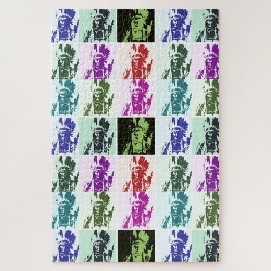 Pop Art Geronimo Indianerlegende Leiterin Puzzle (Vertikal)