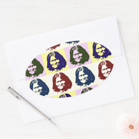 Pop Art Geronimo Ovaler Aufkleber (Umschlag)