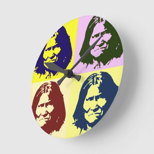 Pop Art Geronimo Runde Wanduhr (Winkel)