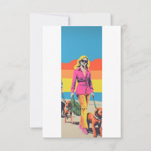 Pop-Art-Geschenk, Strandhundespaziergang Dankeskarte