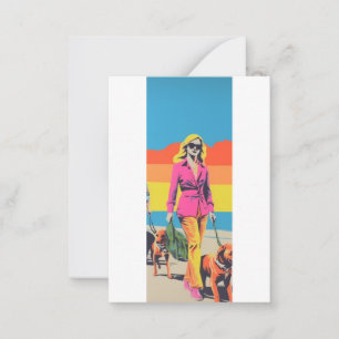 Pop-Art-Geschenk, Strandhundespaziergang Mitteilungskarte
