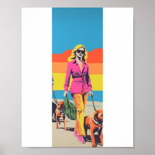 Pop-Art-Geschenk, Strandhundespaziergang Poster