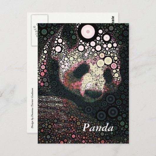 Pop Art Giant Panda Pink Gelbe Postkarte (Vorne/Hinten)