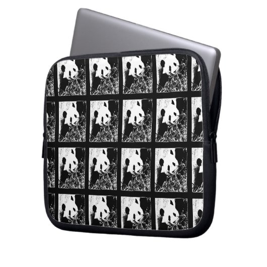 Pop Art Gigant Panda Schwarzweiß-Computer Laptopschutzhülle (Vorderseite Links)