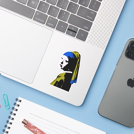 Pop Art Girl Aufkleber (Laptop mit iPhone)