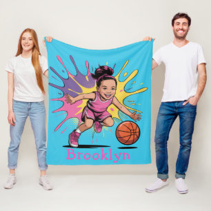 Pop Art Girl Basketball Geburtstag Bash Geschenk Fleecedecke