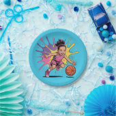 Pop Art Girl Basketball Geburtstagsbash Pappteller (Party)