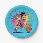 Pop Art Girl Basketball Geburtstagsbash Pappteller (Vorderseite)