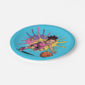 Pop Art Girl Basketball Geburtstagsbash Pappteller (Schrägansicht)