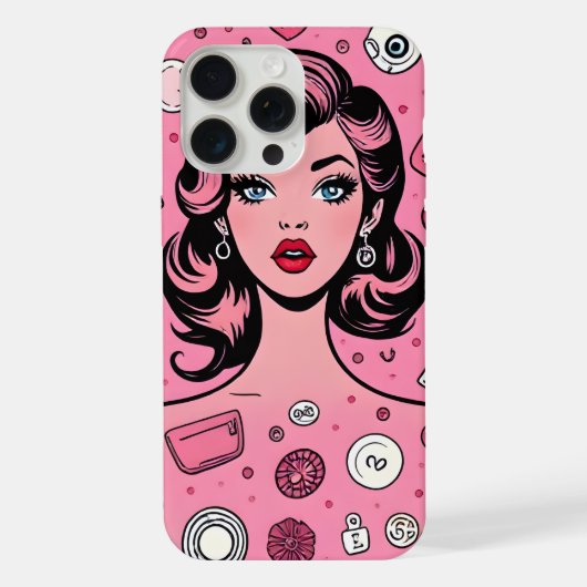 Pop Art Girl Case rosa Gehäuse Design iPhone Hülle (Rückseite)