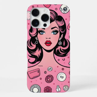 Pop Art Girl Case rosa Gehäuse Design iPhone 16 Pro Max Hülle