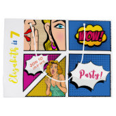 Pop Art Girl Comic Geburtstag Große Geschenktüte (Rückseite)