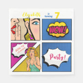 Pop Art Girl Comic Geburtstag Serviette (Vorderseite)