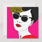 Pop Art Girl Einladung (Vorderseite)
