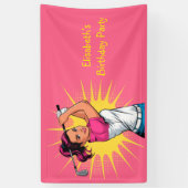 Pop Art Girl Golfer Geburtstagsparty Banner (Vertikal)
