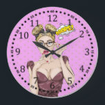 Pop Art Girl Große Wanduhr<br><div class="desc">Great Art Design You will love it like other. Be free to use this design to other product you like or to add your text. Thank you. Have hat Tag.</div>